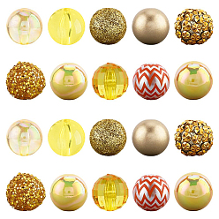 Золотистый 20шт. 10 стили наборы акриловых и смоляных бусин, круглые, золотые, 20~20.5x18.5~19.5 мм, отверстие : 2~3 мм, 2 шт / стиль