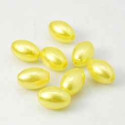 Желтый Абс пластиковые жемчужные бисера, рис, желтые, 11x7.5 мм, отверстия : 1 mm, около 1406 шт / фунт