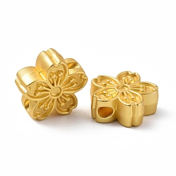 Matte Gold Color Rack Plating Alloy Beads, Cadmium Free & Lead Free & Nickle Free, Flower, Matte Gold Color, 10.5x11.5x4.5mm, Hole: 1.6mm