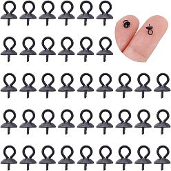 Electrophoresis Black 50шт. ионное покрытие (IP) 304 нержавеющая сталь чашка жемчужные штифты скобы штифты подвески, за половину пробурено бисера, электрофорез черный, 7x4 мм, отверстие : 1.5 мм, штифты : 0.8 мм