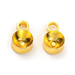 Golden Rack Plating Brass Pendant Cabochon Settings, Cadmium Free & Lead Free, Long-Lasting Plated, Flat Round, Golden, Tray: 3mm, 5.5x3.5x2mm, Hole: 1mm