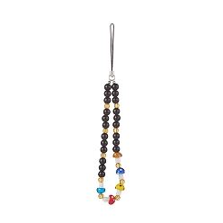 Colorful Mushroom & ABS Plastic Imitation Pearl Phone Hand Strap Chains, Nylon Cell Phone Lanyard Wrist Strap, Colorful, 195mm