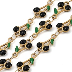 Черный Ионное покрытие (ip) 304 цепи из нержавеющей стали с эмалированными вишневыми звеньями, с катушкой, пайки, золотые, чёрные, ссылка: 13x7.5x2.5мм и 4x2.5x0.38мм