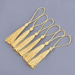 Бледно-Золотистый Полиэстер кисточка большие подвесные украшения, бледно золотарник, 80~90x6~7 мм