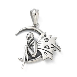 Angel & Fairy 304 подвески из нержавеющей стали, Ретро стиль, античное серебро, ангел и фея, 41.5x39x6.5 мм, отверстие : 11x7.5 мм