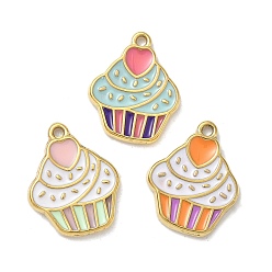(52) Непрозрачная лаванда 304 нержавеющей стальной эмали подвески, торт очарование, реальный 18 k позолоченный, разноцветные, 17.5x13.5x2 мм, отверстие : 1 мм