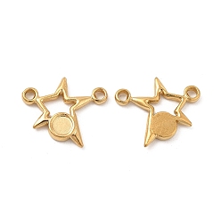 Real 18K Gold Plated Ion Plating(IP) 304 Stainless Steel Cabochon Connector Settings, Star, Real 18K Gold Plated, Tray: 4mm, 13x17x2mm, Hole: 1.8mm