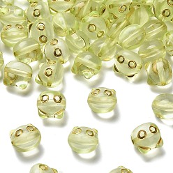 Желтый Прозрачные акриловые бусины, кошка, золотой металл обвитыми, желтые, 12.5x13x11 мм, отверстие : 1.8 мм, Около 431 шт / 500 г