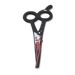 Negro Colgantes de acrílico de halloween, Amuletos de tijeras, negro, 49x23x2 mm, agujero: 4x7 mm