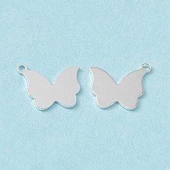 925 Sterling Silver Plated Brass Pendants, Cadmium Free & Lead Free, Butterfly Charm, 925 Sterling Silver Plated, 16.5x14.5x0.8mm, Hole: 1.4mm