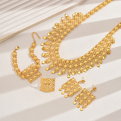Золотой Комплекты из полых браслетов и серег с клевером для женщин, золотые, ожерелья: 20.28 дюйм (51.5 см)