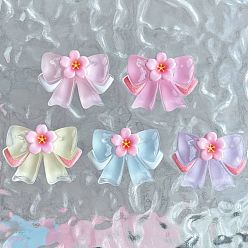 (52) Непрозрачная лаванда Прозрачные смолы кабошоны, бантом с цветком, разноцветные, 17x22.5x6.5 мм