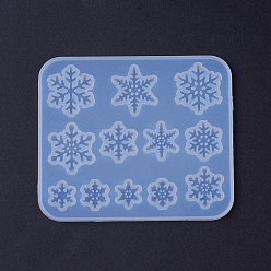 Белый Силиконовые формы, формы для литья смолы, для уф-смолы, изготовление ювелирных изделий из эпоксидной смолы, снежинка, белые, 84x71.5x4 мм, снежинка: 10 мм, 11 мм, 15 мм, 16 мм, 20 мм