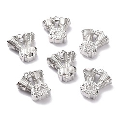 Real Platinum Plated Brass Micro Pave Cubic Zirconia Pendants, Long-Lasting Plated, Real Platinum Plated, 20x17x7mm, Hole: 3.8mm