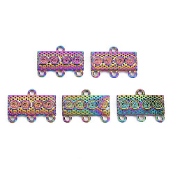 Rainbow Color Ссылки компонентов люстры сплава цвета радуги, без кадмия, без никеля и без свинца, прямоугольные, 17x23x1.5 мм, отверстие : 1.5 мм