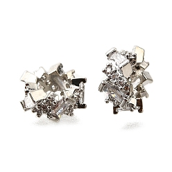 Платина Колонка латунные микро проложить кубического циркония европейских бусы, стойки покрытие, долговечный, платина, 9x4 мм, отверстие : 4 мм