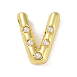 Letter V Латунные подвески, без кадмия, без никеля и без свинца, с абс, Письмо ~ Z, Буква V, 20.5x17x6.5 мм, отверстие : 3.5 мм