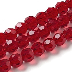 Rouge Foncé Des billes de verre transparentes, à facettes (32 facettes), ronde, rouge foncé, 6mm, Trou: 1mm, Environ 98 pcs/chapelet, 20.47 pouce (52 cm)