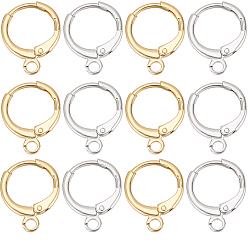 Real Gold Plated & Real Platinum Plated 20 пары 2 цвета латунные серьги с застежкой-молнией, с горизонтальными петлями, долговечный, без свинца и без никеля , настоящее золото и платина, 12 датчик, 14.7x11.7x2 мм, отверстие : 1.8 мм, 10 пары / цвет