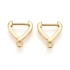 Настоящее золото 18K Латунная серьга-кольцо, без свинца, без никеля и без кадмия, реальный 18 k позолоченный, 14x12.5x2.5 мм, отверстие : 1.5 мм, штифты : 0.9 мм