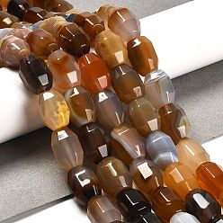 Натуральный Агат Природный агат бисер нитей, окрашенная и подогревом, граненые, овальные, 13.5~14.5x9~10.5 мм, отверстие : 0.7~0.8 мм, около 28 шт / нитка, 15.39~15.43 дюйм (39.1~39.2 см)