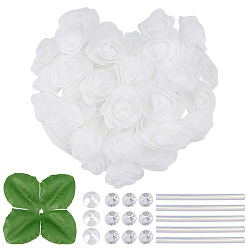 (52) Непрозрачная лаванда Наборы для самостоятельного составления цветочных композиций, В комплект входят 500шт. пластиковые розы, 50шт. искусственных листьев, 100 кабошоны из акрилового хрусталя шт., 400шт акриловые бусины, 5шт. термоплавкие пластиковые клеевые стержни, разноцветные, 55x55x0.1 мм, Около 2500 шт / 250 г, 250 г / мешок