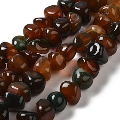 Coconut Brown Natural Agate Beads Strands, Dyed & Heated, Nuggets, Tumbled Stone, Coconut Brown, 6.5~13x10~13x1.5~11mm, Hole: 1.6mm, about 22pcs/strand, 7.20~7.72''(18.3~19.6cm)