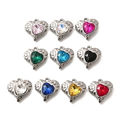 (52) Непрозрачная лаванда 304 подвески из нержавеющей стали, со стразами, цвет нержавеющей стали, сердце, разноцветные, 16.5x16.5x5.5 мм, отверстие : 1.8 мм