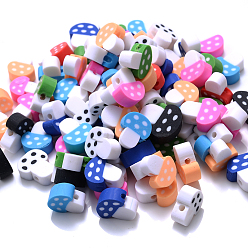 (52) Непрозрачная лаванда Бусины из полимерной глины , гриб, разноцветные, 9x8.5x4 мм, отверстие : 1.8 мм