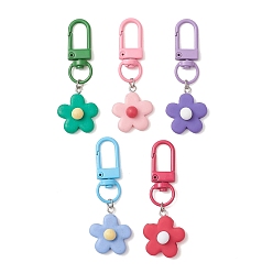 (52) Непрозрачная лаванда Смола подвеска украшения, цветок, с поворотными карабинами из сплава, окрашенными распылением, застежками, разноцветные, 59.5 мм