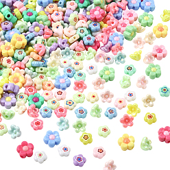 (52) Непрозрачная лаванда 300 шт 3 стили непрозрачные акриловые бусины, смешанный цветок, разноцветные, 9.5~12x9.5~12.5x4.5~7 мм, отверстие : 1.8~2.8 мм, около 100 шт. / стиль