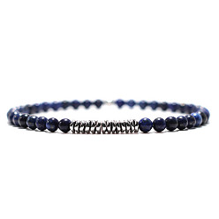 Лабрадорита Браслеты из натурального круглого лабрадорита с бусинами для мужчин, с немагнитным гематитовым чипом