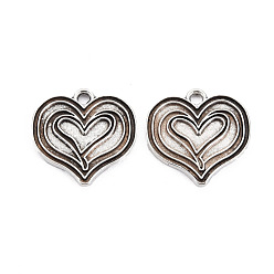 Античное Серебро Сплавочные сеттинги для кулона, тибетский стиль, без кадмия и без свинца, сердце, античное серебро, 20x20x1 мм, отверстие : 2 мм