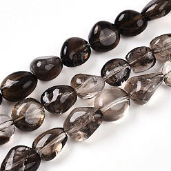 Дымчатый Кварц Природный дымчатый кварц нитей бисера, упавший камень, класса AB, самородки, 13~18x8~13x8~13 мм, отверстие : 1.5 мм, около 30 шт / нитка, 15.70'' (39.88 см)