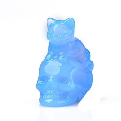 Опал Резные украшения в форме кошки и черепа из синтетического опалита, для домашнего офисного стола, 30 мм