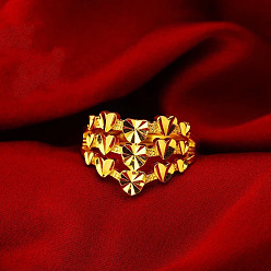 Сердце Латунные регулируемые кольца для пальцев, золотые, сердце, внутренний диаметр: регулируемый