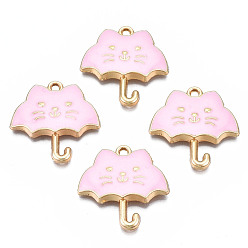 Pink Стойки обшивки сплава эмали подвески, без кадмия, без никеля и без свинца, зонтик, розовые, 24x23x3 мм, отверстие : 1.5 мм