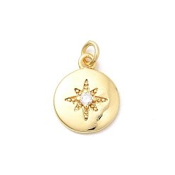 Настоящее золото 18K Латунные микро проложить кубического циркония подвески, звезды прелести, долговечный, без свинца и без кадмия, стойки покрытие, с целью перехода в кольце, реальный 18 k позолоченный, 13x10.5x2 мм, отверстие : 2.5 мм