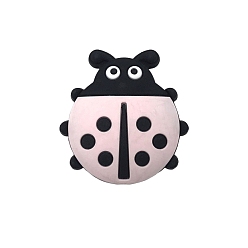 Misty Rose Food Grade Silicone Focal Beads, Ladybird, Misty Rose, 32x31mm