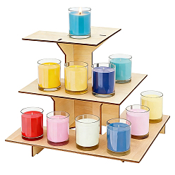 Marron Clair Présentoirs à snacks en bois à plusieurs niveaux pour comptoirs de vente au détail, bisque, 3 cm