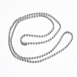 Stainless Steel Color Tarnish Resistant 304 Stainless Steel Chain Necklaces, Stainless Steel Color, 29.53 inch(75cm), 3mm