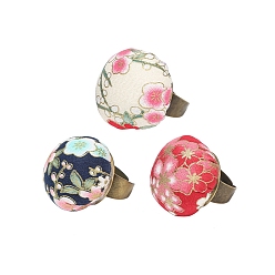 Colorful Random Color & Flower Pattern Cloth Needle Pin Cushions, Elastic Finger Ring Needle Cushions, Colorful, 41~43x34~36mm