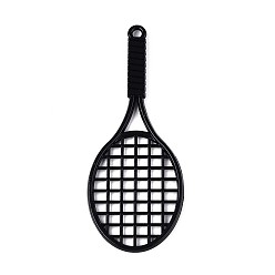 Черный Спрей окрашены сплава большие кулоны, ракетки для бадминтона, без кадмия, без никеля и без свинца, чёрные, 77x30.5x3 мм, отверстие : 3 мм