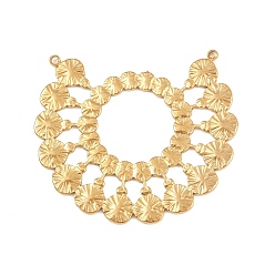 Настоящее золото 18K 304 подвески из нержавеющей стали, ионное покрытие (ip), плоский круглый шарм, реальный 18 k позолоченный, 37x42.5x1 мм, отверстие : 1.2 мм