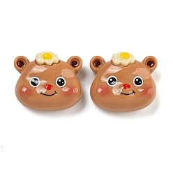 Медведь Кабошоны из непрозрачной смолы в виде медведя, красочный, голова медведя, 20x23x9 мм