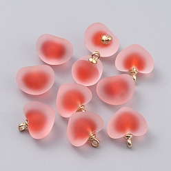 Оранжево-Красный Матовые прозрачные акриловые подвески, бусина в бусине, с пластиковыми подвесками ccb, сердце, золотой свет, оранжево-красный, 18x18x14 мм, отверстие : 2 мм