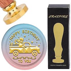 Автомобиль Латунная восковая печать с деревянной ручкой, для diy scrapbooking, автомобиль, 25 мм
