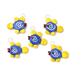 Шампанско-Желтый Подвески лэмпворк ручной работы, рыба, шампанское желтый, 34~36x33~36x9.5~11 мм, отверстие : 2~3 мм