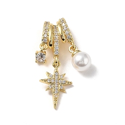 Звезда Латунные микро проложить кубического циркония подвески, с пластиковой бисера, золотые, звезда, 29 мм, отверстие : 2x6 мм