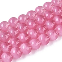 Камелия Прозрачные стеклянные нити, имитирующие кошачий глаз, круглые, камелия, 8~8.5 мм, отверстие : 0.8~1.2 мм, около 103~110 шт / нитка, 29.13~32.28 дюйм (74~82 см)